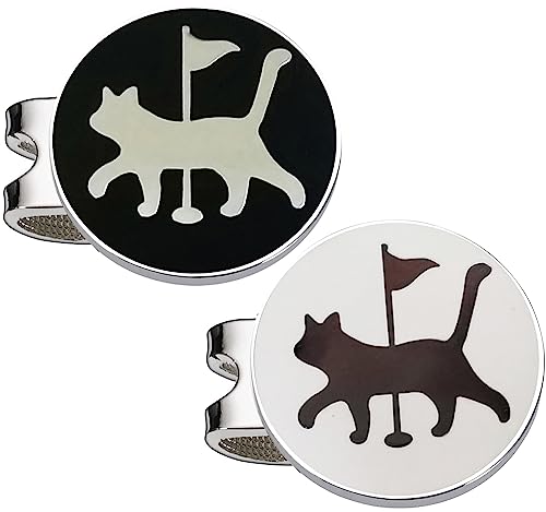 Adhere ゴルフ マーカー ゴルフキャップクリップ 磁気両面ロゴボールマーク かわいい猫と 肉球 デザイ..