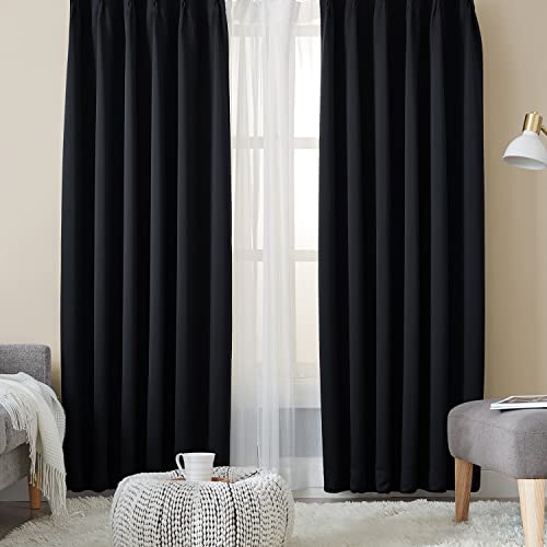 Hansleep カーテン 1級遮光 4枚組 セット ブラック 幅100cm丈230cm UVカット 断熱 防寒 防音 省エネ 厚手 無地 おし