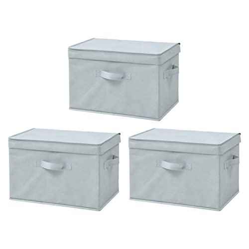 山善(YAMAZEN) ふた付き 収納ボックス 3個組 カラーボックス対応 取っ手付き 幅38×奥行25×高さ25cm 完成品 ライトグリーン