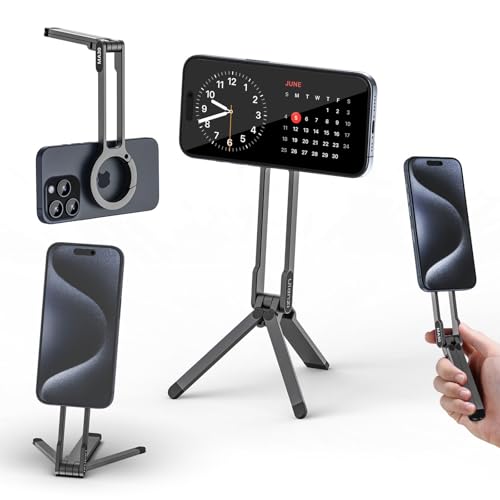 メタリックグレー/-/25M077・Color:メタリックグレー・パッケージ個数:1・Magsafe用 折りたたみ式 スマホ三脚 Ulanzi MA30 Magsafe スマホ三脚ではスマホを固定する部分が強力マグネットへ進化しスマホをしっかり吸着固定します。片手でわずか0.1秒簡単に取付です。簡単に拡張したり折りたたんだりできるので、三脚としてだけでなく、デスクでスマホスタンドのように使ったり、セルフィーを撮影するために自撮り棒のようにも使えたり、一台で何役もこなす優れものです。軽量ながらも強度の高いアルミニウムを採用し、頑丈な三脚構造と滑り止めシリコンパッドにより、スマートフォンの落下を防ぎます。ハイキングバックルデザイン、フックハング、自由な手、負担のない旅行、いつでも、どこでも撮影を開始します。ご注意：本製品は携帯電話ホルダーとしてのみ使用され、エクストリームスポーツやプログレードの登山用バックルではありません。・超強力磁気、安定感抜群MagSafe用スマホホルダーは業界最強磁力の磁石を使用して、超強力磁気で、簡単に脱着しません、安定で安心に使用いた