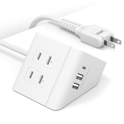 Letmy 電源タップ usb 延長コード 1.5m 4個AC口 3USBポート コンセント 分岐 テーブルタップ 急速充電 1500W 過負荷