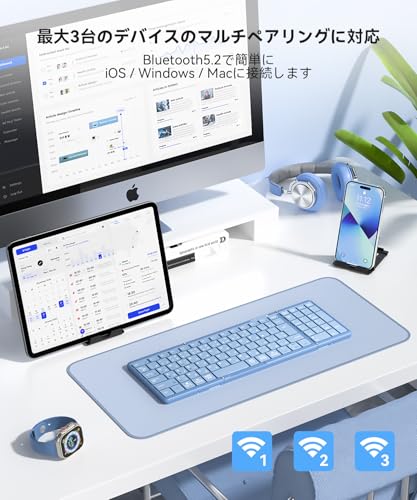 最新型Omikamo Bluetooth キーボード 折りたたみ ワイヤレス テンキー付き 標準JIS日本語配列 無線 薄型 軽量 フルサイズ 3