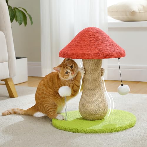 PAWZ Road キャットタワー ミニ 階段 猫 爪研ぎ キノコ 縦型 据え置き 全面麻紐 爪研ぎポール タマゴタ..