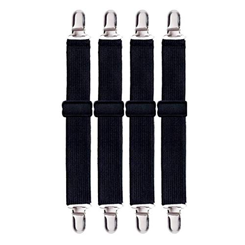 YFFSFDC ベッドシーツ ズレ防止クリップ 調節 4本セット 幅3cm 滑り止め ゴムバンド コーナー止め（ブ..