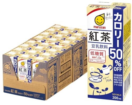 マルサン 豆乳飲料紅茶カロリー50% オフ 200ml ×24本