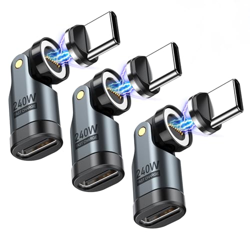 VAFOTON 240W対応 9Pin マグネット USB-C 変換アダプタ 540°回転 Type-C 変換アダプタ 5A超急速充電 データ転