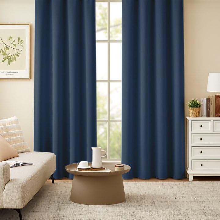 Joydeco 遮光カーテン 2枚組 ネービー 幅100cm*丈90cm ピンチプリーツ カーテンレール対応 防音 保温 省エネ 寝室 リビング