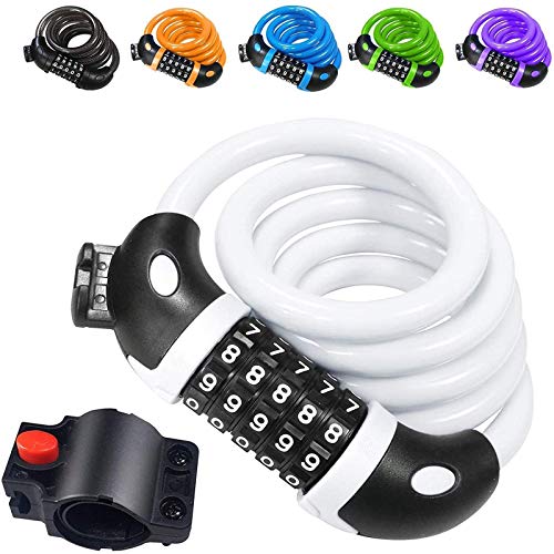 REHKITTZ 自転車 鍵 ワイヤー 長120cm 横断 自転車 ロック 組み合わせ 5桁 - ファッション