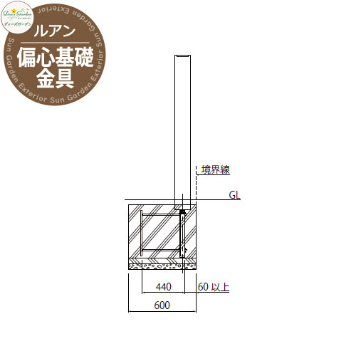 ディーズガーデン 機能門柱 Ruan ルアン用 偏心基礎金具セットB DPP0003ルアン隣地境界施工用部材