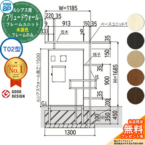 【無料★特典付】ルシアスウォール MJ01型・MD01型 専用オプション プリュードウォール フレームユニット W10 木調色 T02型 YKK YKKap 機能門柱 門柱 ポスト 一戸建て用 一体型 おしゃれ シンプル デザイン 屋外