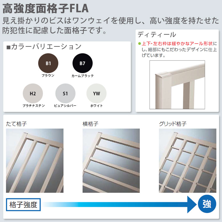 窓 防犯 面格子 YKKap 高強度面格子FLA+ブラケット部品セット 横格子タイプ サイズ：H1430×W830mm ブラケット出幅：90mm FLA-07413-2 2