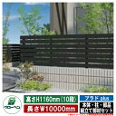 【無料★特典付】フェンス 目隠し 屋外 プラドプラス plus 本体・柱・部品 組立て部材セット 長さW10000mm×高さH1160mm(10段) 板隙間10...