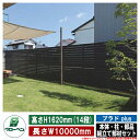 【無料★特典付】フェンス 目隠し 屋外 プラドプラス plus 本体・柱・部品 組立て部材セット 長さW10000mm×高さH1620mm(14段) 板隙間10...