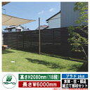 【無料★特典付】フェンス 目隠し 屋外 プラドプラス plus 本体・柱・部品 組立て部材セット 長さW6000mm×高さH2080mm(18段) 板隙間10m...