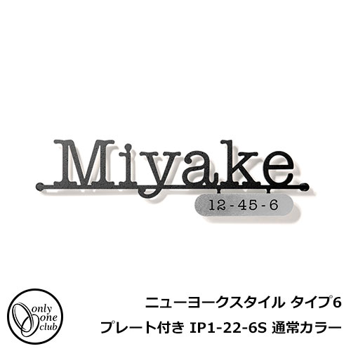 楽天サンガーデンエクステリア表札 アルミ表札 ニューヨークスタイル タイプ6 プレート付き IP1-22-6S 通常カラー NEW YORK STYLE オンリーワンクラブ