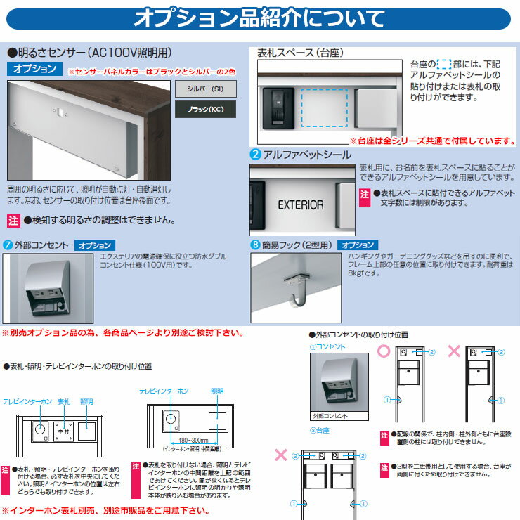 機能門柱 その他関連商品 機能ポール フレムス・セレージュ用 外部コンセント オプション品 三協アルミ 宅配ボックス 大容量 一戸建て用 おしゃれ 2