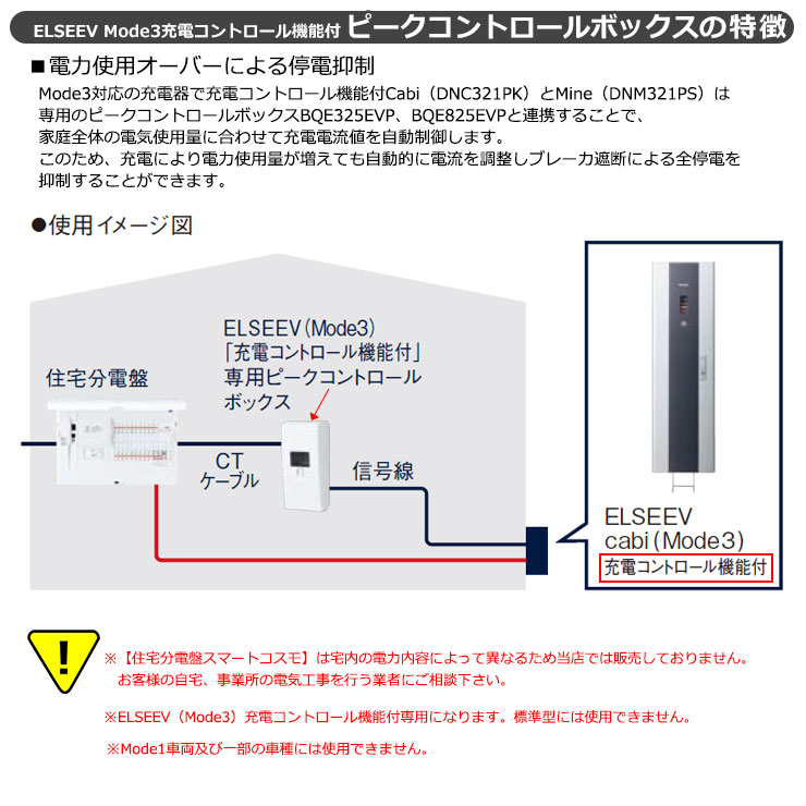 パナソニック エルシーヴ モード3充電コントロール機能付専用 ピークコントロール...
