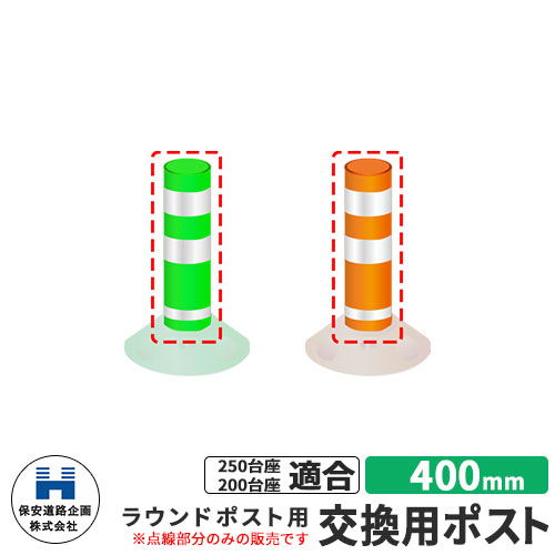 保安道路企画 ラウンドポスト250・200台座共用 交換用ポストのみ 視線誘導標 R400 高さ400mm 道路標識 ..