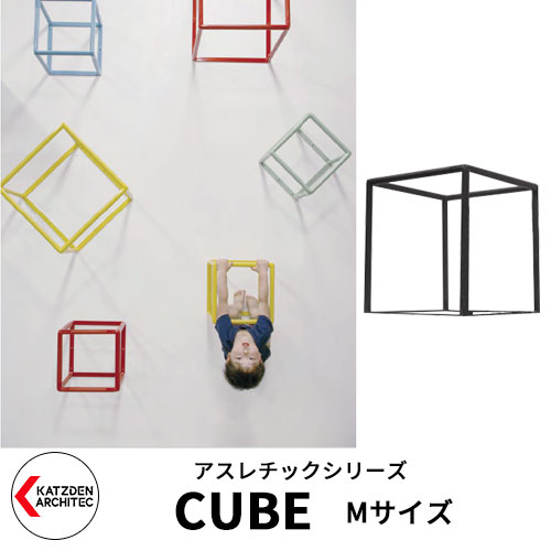 カツデンアーキテック CUBE キューブ Mサイズ 家庭用アスレチックシリーズ イメージ：艶消しブラック 運動器具 TXフリー トルエンキシレン非含有 機械構造用炭素鋼鋼管