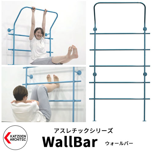 カツデンアーキテック WallBar ウォールバー 家庭用アスレチックシリーズ イメージ：パステルブルー 運動器具 TXフリー トルエンキシレン非含有 機械構造用炭素鋼鋼管