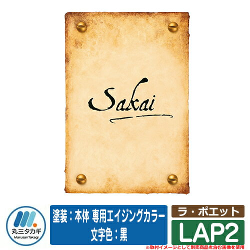 表札 おしゃれ ラ・ポエット LAP2 塗装：本体 専用エイジングカラー 文字色：黒 イエロゴ IELOGO 丸三タカギ 表札シミュレーション対応