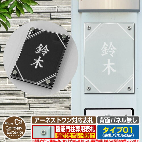 【無料★特典付】【ポイント5倍】 表札 飯田産業 アーネストワン 4点穴 対応 アネスタ Type01 背面パネル無し【サイズ：100×140mm】 参考写真：Iデザイン（クリア色） 飯田グループホールディングス 機能門柱 機能ポール アクリル ネームプレート Anesta