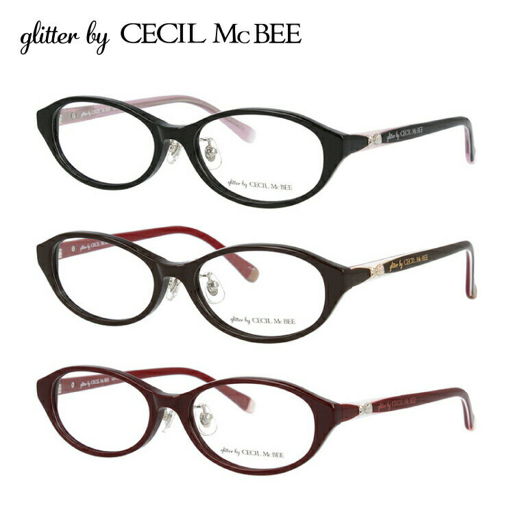 glitter by CECIL McBEE セシルマクビー レディース メガネ 眼鏡 シンプル かわいい GCF 7505 全3色 51サイズ オーバル型 度付き 度な..