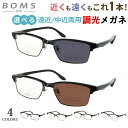 遠近両用 中近両用 老眼鏡 調光レンズ メンズ おしゃれ 男性 リーディンググラス サーモントブロー スクエア NB-0008 遠くも近くも見える 近視 遠視 ...