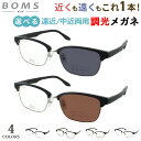 遠近両用 中近両用 老眼鏡 メンズ おしゃれ 男性 レンズの色が変わる 調光レンズ リーディンググラス サーモントブロー スクエア NB-0010 遠くも近くも...