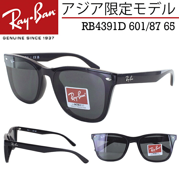 レイバン サングラス RB4391D 601/87 65 大きめレンズ アジア限定 ウェリントン フラットレンズ ウェイファーラー インスパイア Ray-Ban メンズ レディース UVカット 運転用 ドライブ ブラック 黒縁 ダークグレー カラーレンズ 国内正規 カジュアル おしゃれ 保証書付き