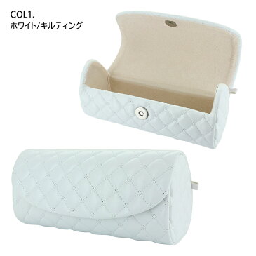 メガネケース 眼鏡ケース おしゃれ かわいい 可愛い セミハード 70C082 キルティング サングラスケース めがねケース老眼鏡ケース ブラック ホワイト ピンク お洒落 小物入れ プレゼント ギフト レディース 定形外選択で送料無料