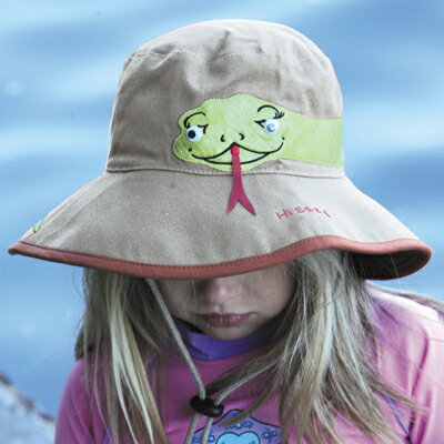 UVカット 帽子（子供用） - キッズ　ハット- ワイド バケット　KIDS　こども　カラー： スネーク/ライト カーキ　52c…