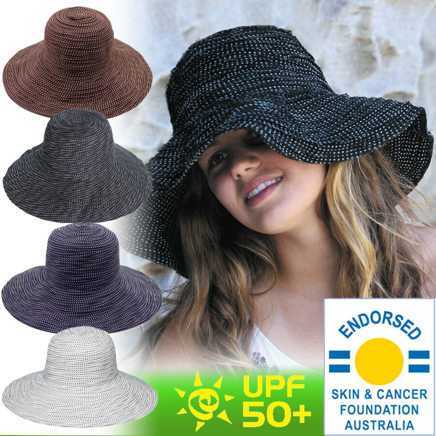 UVカット 帽子（女性用）- レディース - ファブリック スクランチ ハット★つば広 つば広帽 折り畳み 日よけ帽子 UV対策 UVハット かばん収納 レディース ladies レディス 紫外線対策 防止 夏 HAT 母の日 ギフト