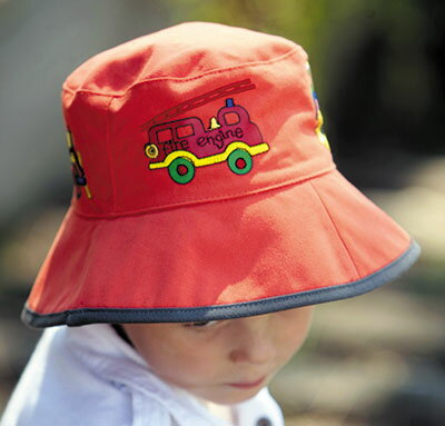 帽子 キッズ UVカット （子供用） -　KIDS ハット　- ボーイズ バケット ハット　子供　子ども　kids　　カラー：消防車/オレンジ※紫外線カット(UVカット)最高値UPF50+ 52cm / 55cm 帽子 キッズ