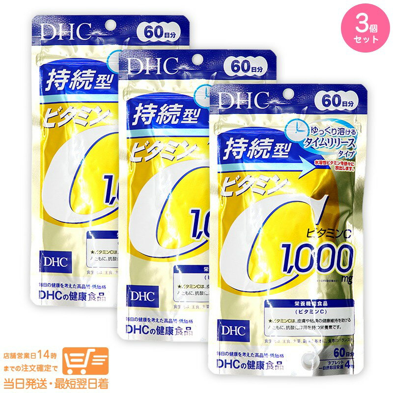 レビュー100円クーポン 【3点セット】DHC 持続型ビタミンC 60日分 追跡可能メール便配送