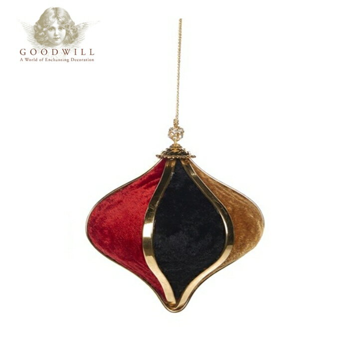 GOODWILL(グッドウィル) ベルギー直輸入 ベルベット＆ゴールドフレームオーナメント レッド ブラック ..
