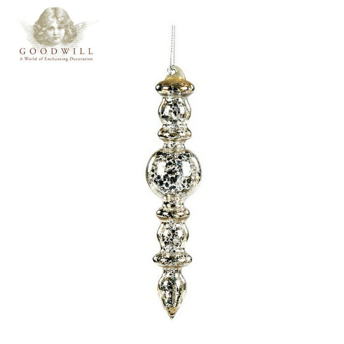 GOODWILL(グッドウィル) ベルギー直輸入 アンティークフィンガラスオーナメント シルバー［1］中央丸 1..