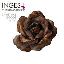 INGE-GLAS クリスマスツリー オーナメント ドイツ INGE-GLAS GOODS(インゲグラス グッズ)クリップ付きローズ、テキスタイル、12cm［2］ブラウン 北欧 おしゃれ sungood サングッド 700001559【120075-2】