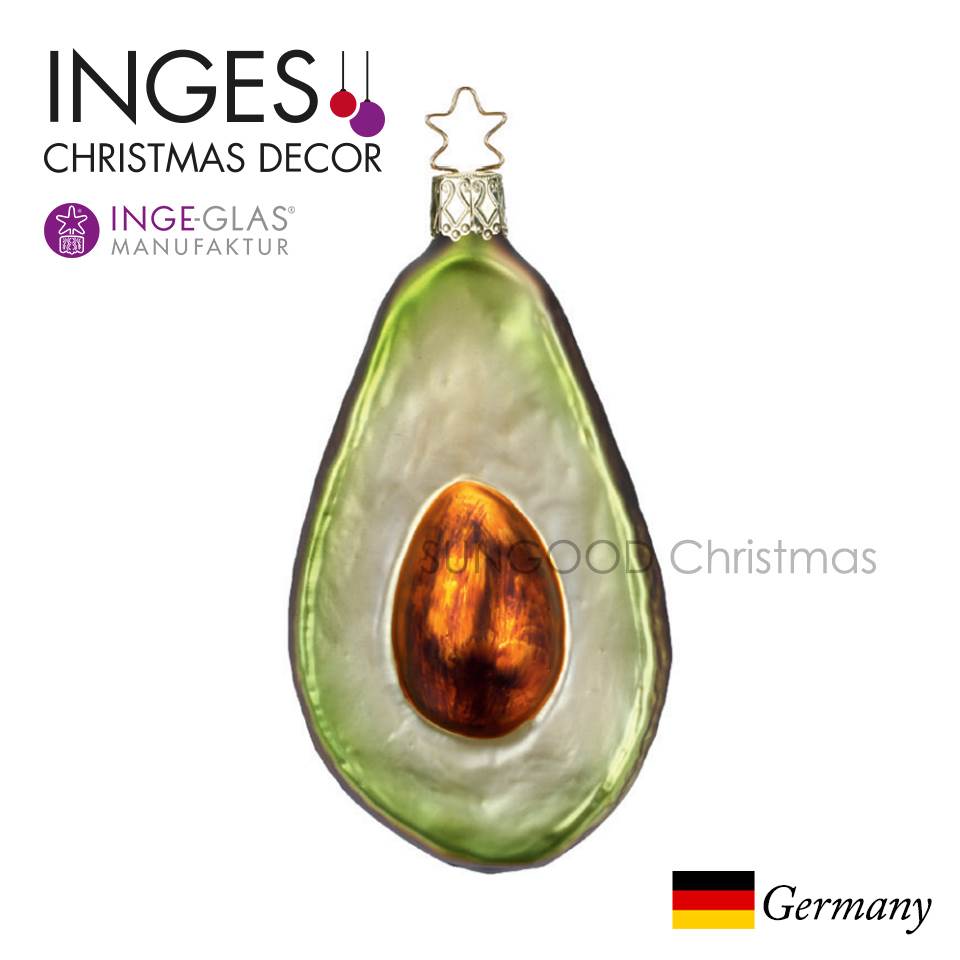 INGE-GLAS クリスマスツリー オーナメント アボカド グリーン ガラス サラダ おいしい 畑のバター 高級..