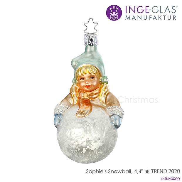 INGE-GLAS オーナメント 雪玉で遊ぶ女の子 11cm 原産国ドイツ ハンドメイド MANUFAKTUR インゲグラスマニュファクチャー クリスマス ヨーロッパ 北欧 クリスマスツリー サングッド sungood 10089S020[K][196]