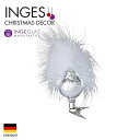 100348 INGE-GLAS(インゲ・グラス)MANUFAKTUR(マニュファクチャー)ドイツ直輸入 鳥のオーナメント 銀の鳥 スズメ 雀 小鳥 シルバー ...