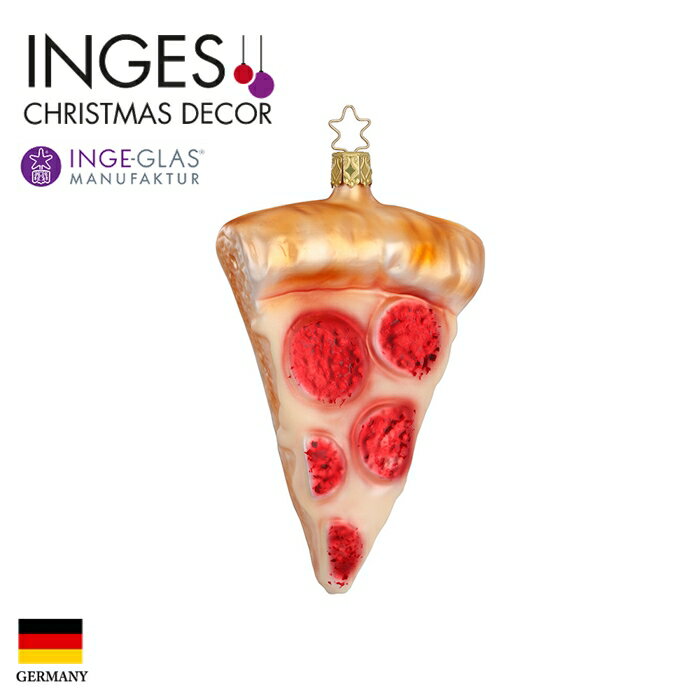 INGE-GLAS クリスマスツリー オーナメント ドイツ MANUFAKTUR（インゲ・グラス） ピザサラミ 三角ピザ pizza 12cm ヨーロッパ 北欧 クリスマスツリー サングッド sungood 10015S022 