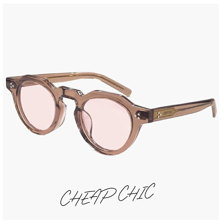 樂天商城 - 小ぶり サングラス CHEAP CHIC cc5026 tp メンズ レディース ユニセックス モデル 顔 小さめ 小さい 小顔 ブランド 個性的 おしゃれ かわいい クラウンパント 型 太 クリア テラコッタ ブラウン 茶色 フレーム 薄い色 uvカット ピンク ライトカラー レンズ