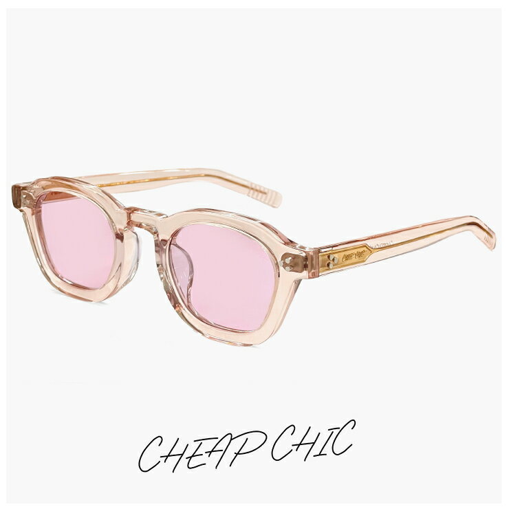 サングラス CHEAP CHIC cc5027 lbr メンズ レディース ユニセックス モデル ブランド 個性的 おしゃれ かわいい ボスリントン 型 太 フレーム クリア ライトベージュ uvカット ライト 薄い色 ピンクスモーク ライトカラー レンズ(4.0)