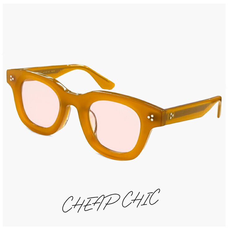 Rakuten - CHEAP CHIC サングラス cc5029 cm メンズ レディース ユニセックス モデル ブランド 個性的 おしゃれ かわいい ウェリントン 型 太 フレーム キャメル uvカット 薄い色 ライトピンクスモーク レンズ チープシック
