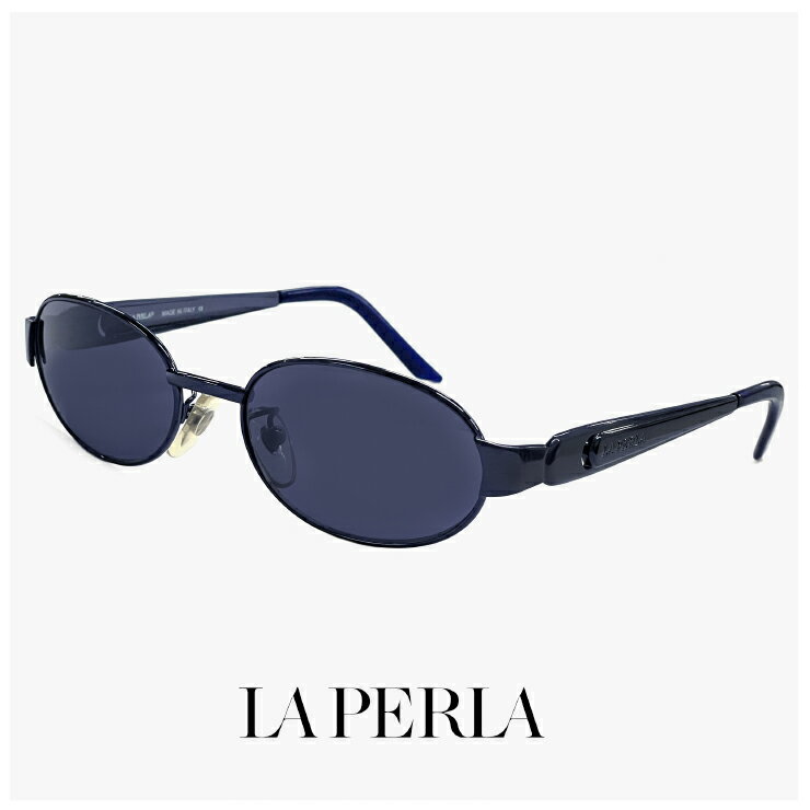 Rakuten - La Perla ラペルラ サングラス spe500-k78 オーバル 型 レディース メンズ ユニセックスモデル メタル フレーム イタリア製 ネイビー カラー バネ蝶番