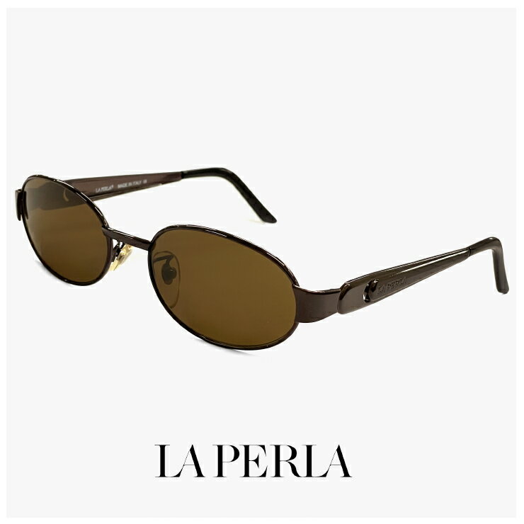 Rakuten - La Perla ラペルラ サングラス spe500-q93 オーバル 型 レディース メンズ ユニセックスモデル メタル フレーム イタリア製 ブラウン カラー バネ蝶番