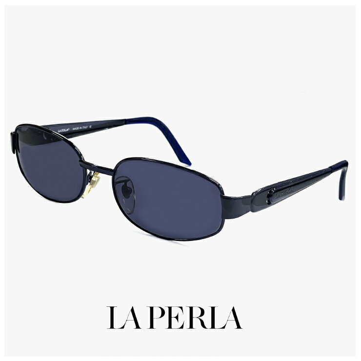 Rakuten - La Perla ラペルラ サングラス spe501-k78 レディース メンズ ユニセックスモデル メタル フレーム バネ蝶番 イタリア製 ネイビー カラー