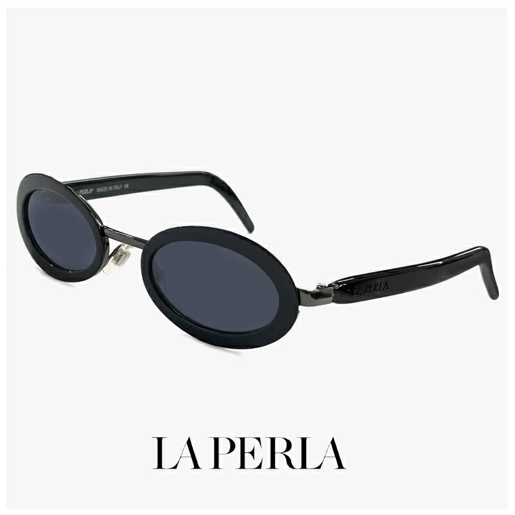 Rakuten - La Perla ラペルラ サングラス spe502-700 レディース メンズ ユニセックスモデル オーバル 型 セル巻き フレーム イタリア製 黒縁 黒ぶち ブラック カラー