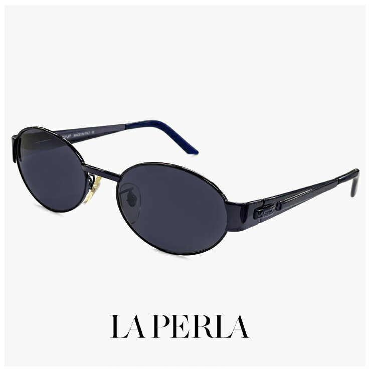 Rakuten - La Perla ラペルラ サングラス spe505-k78 オーバル 型 レディース メンズ ユニセックスモデル メタル フレーム イタリア製 ネイビー カラー バネ蝶番